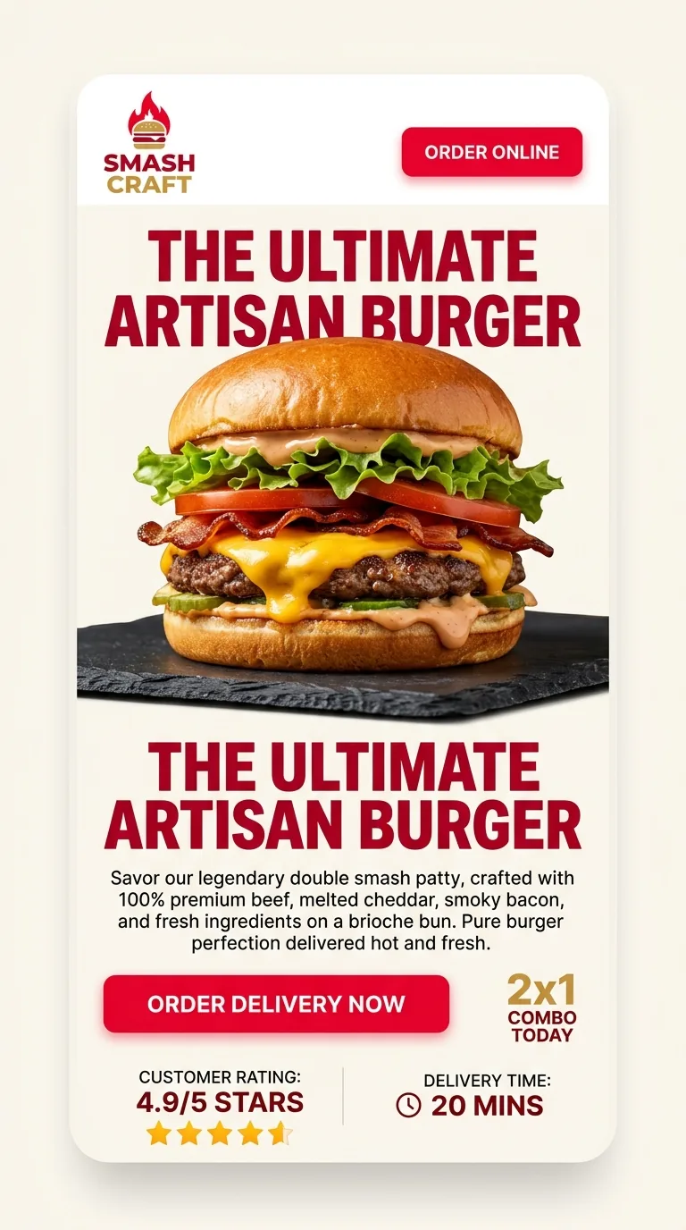 Landing page de hamburguesas artesanal